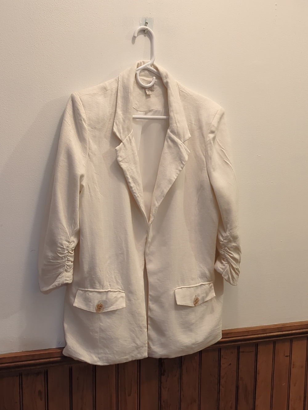 Jules & Leopold. Women's Cream Open Front Blazer Jacket Size Large